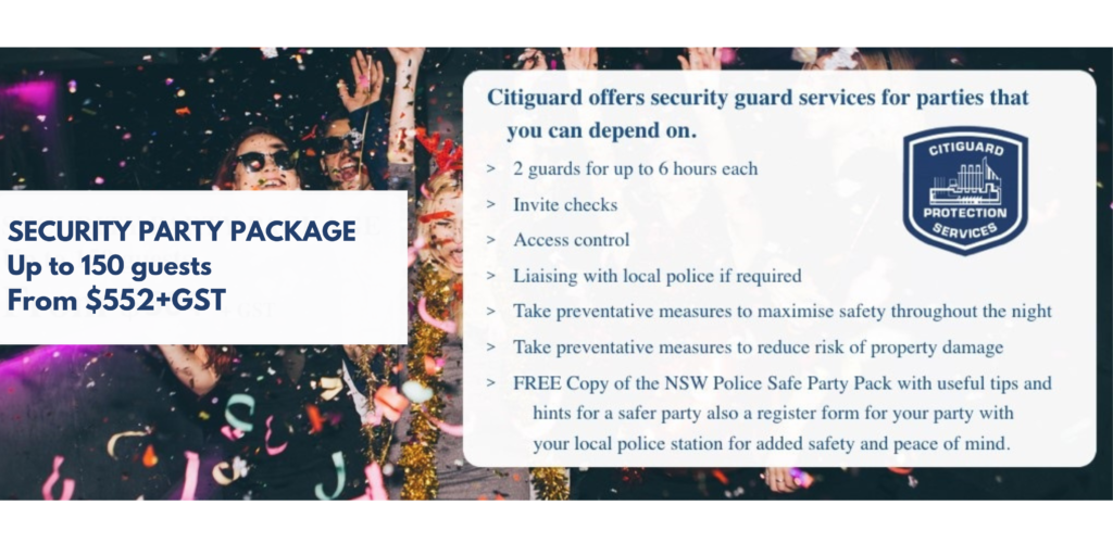 Party security guard hire package