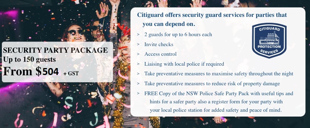 Party security guard hire